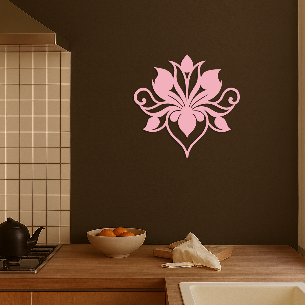 Ornamental Lotus Silhouette Metal Wall Art – Elegant Floral Decor - KAFGP053 - Tampa Home & Garden Store