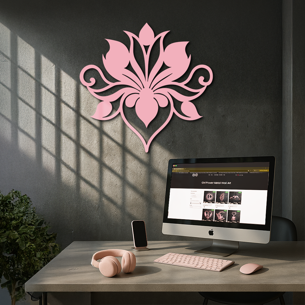 Ornamental Lotus Silhouette Metal Wall Art – Elegant Floral Decor - KAFGP053 - Tampa Home & Garden Store