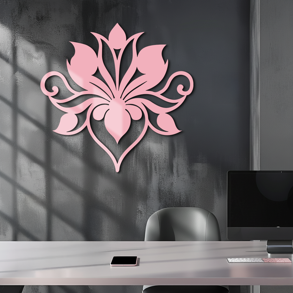 Ornamental Lotus Silhouette Metal Wall Art – Elegant Floral Decor - KAFGP053 - Tampa Home & Garden Store