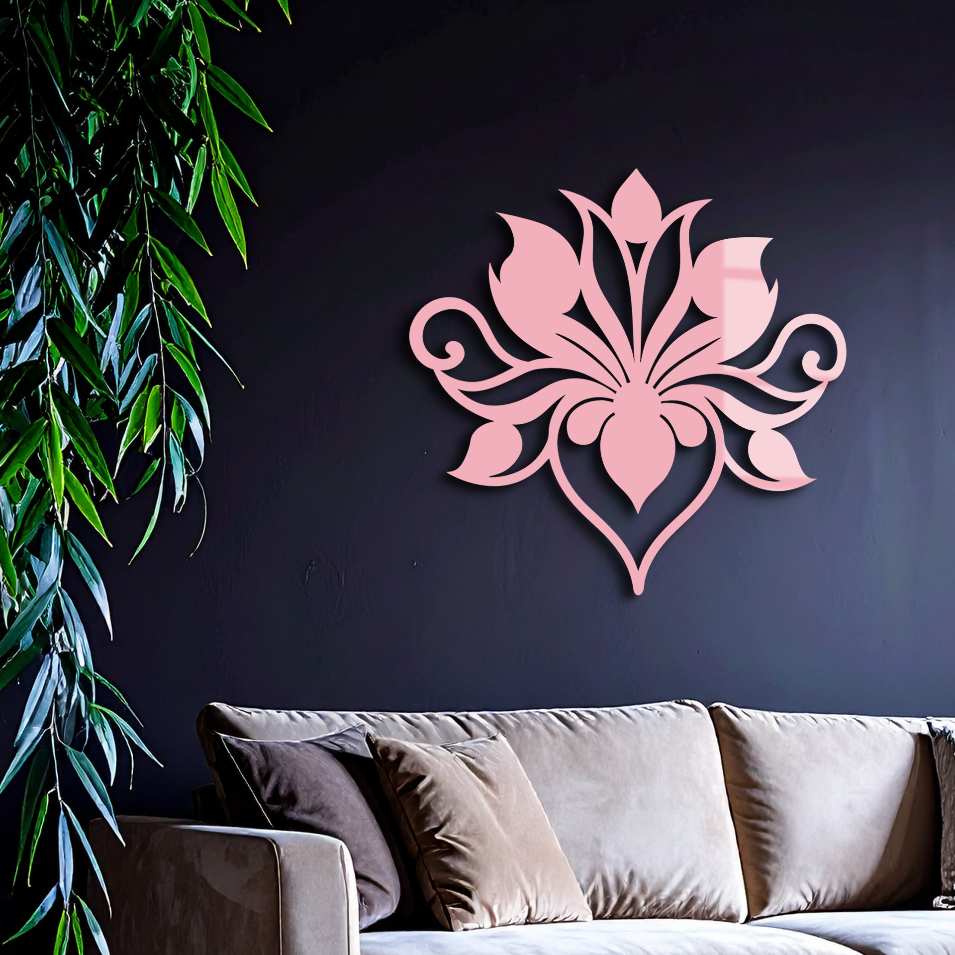 Ornamental Lotus Silhouette Metal Wall Art – Elegant Floral Decor - KAFGP053 - Tampa Home & Garden Store