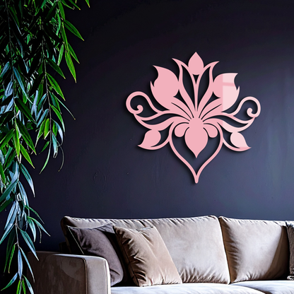 Ornamental Lotus Silhouette Metal Wall Art – Elegant Floral Decor - KAFGP053 - Tampa Home & Garden Store