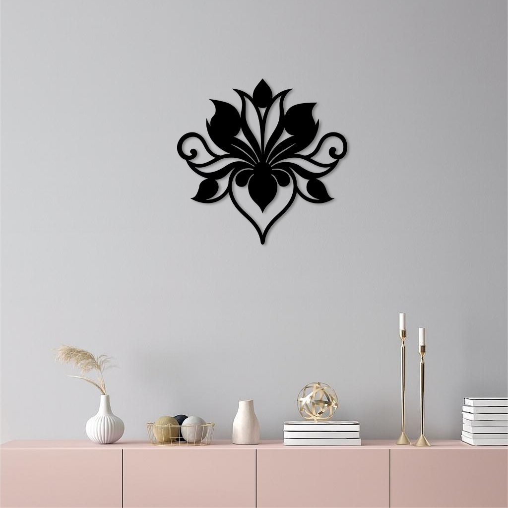Ornamental Lotus Silhouette Metal Wall Art – Elegant Floral Decor - KAFGP053 - Tampa Home & Garden Store