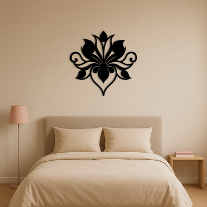 Ornamental Lotus Silhouette Metal Wall Art – Elegant Floral Decor - KAFGP053 - Tampa Home & Garden Store