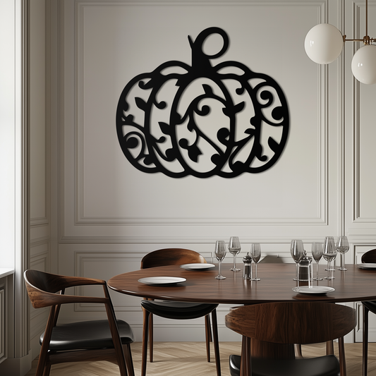 Ornamental Pumpkin Metal Wall Art - Elegant Halloween Vine Decor- KAF279 - Tampa Home & Garden Store