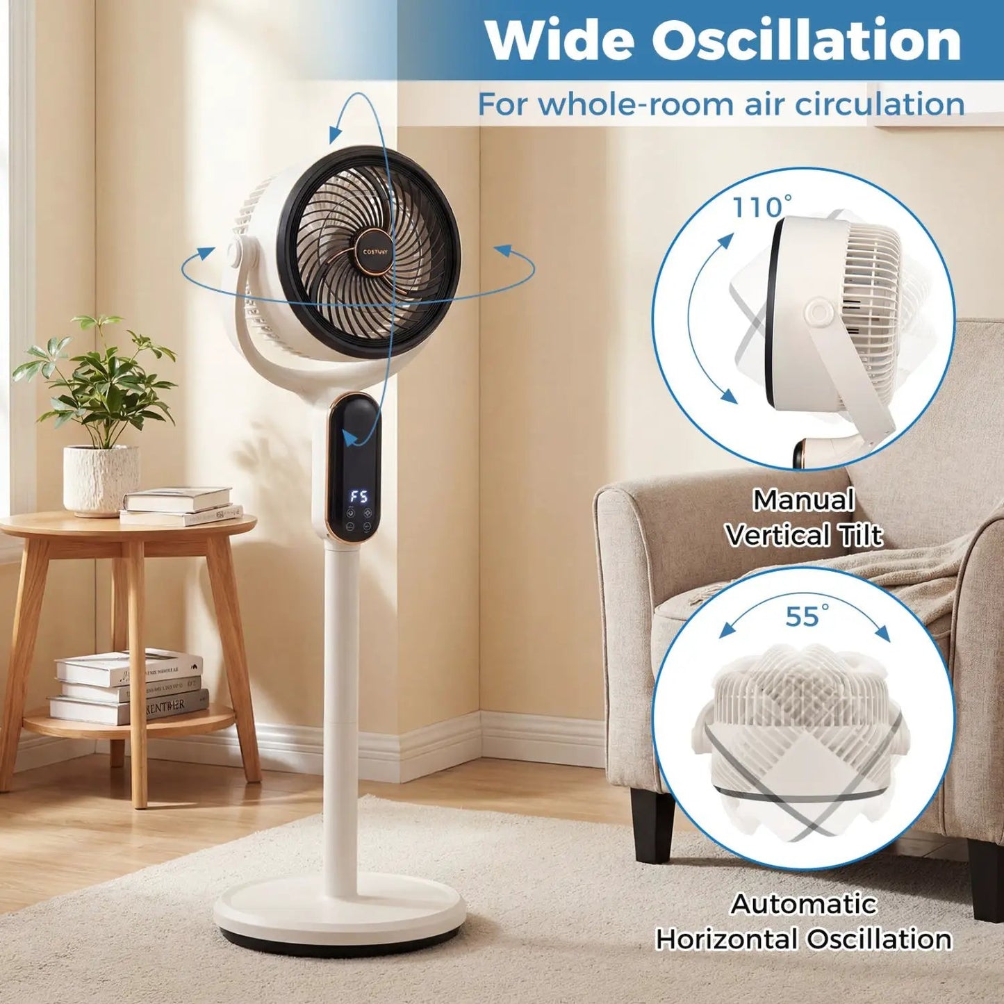 Oscillating Pedestal Fan With Remote and 8 Speeds