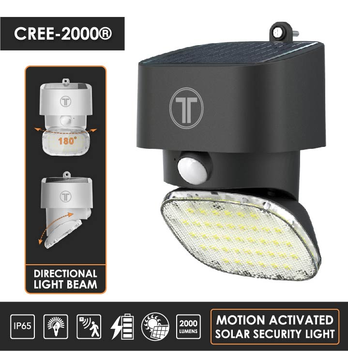 Cree-1000® Outdoor Motion Sensor Solar Light | German Osram | Dusk to Dawn | 2-Pack