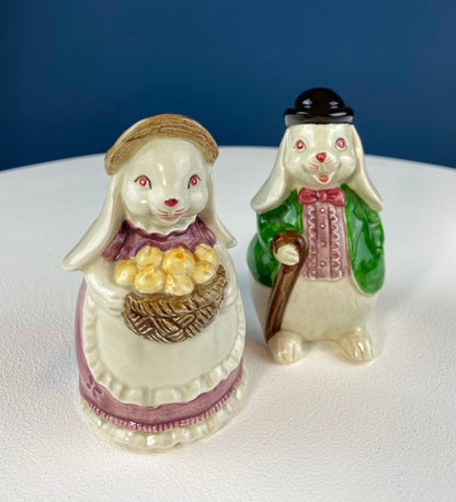 Otagiri Bunny Salt & Pepper Shakers. Well Dressed Male/Female Rabbits. Hand Painted Porcelain Couple. Pair of Rabbits for Easter, Everyday. - Tampa Home & Garden Store