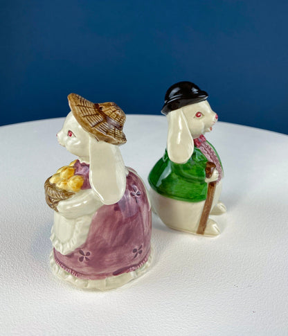 Otagiri Bunny Salt & Pepper Shakers. Well Dressed Male/Female Rabbits. Hand Painted Porcelain Couple. Pair of Rabbits for Easter, Everyday. - Tampa Home & Garden Store