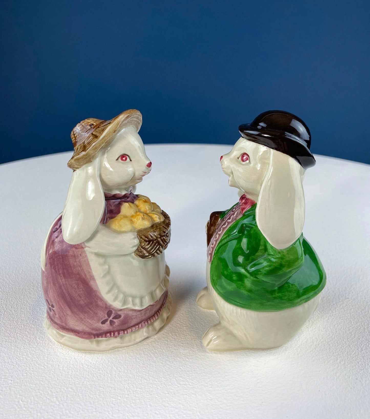 Otagiri Bunny Salt & Pepper Shakers. Well Dressed Male/Female Rabbits. Hand Painted Porcelain Couple. Pair of Rabbits for Easter, Everyday. - Tampa Home & Garden Store