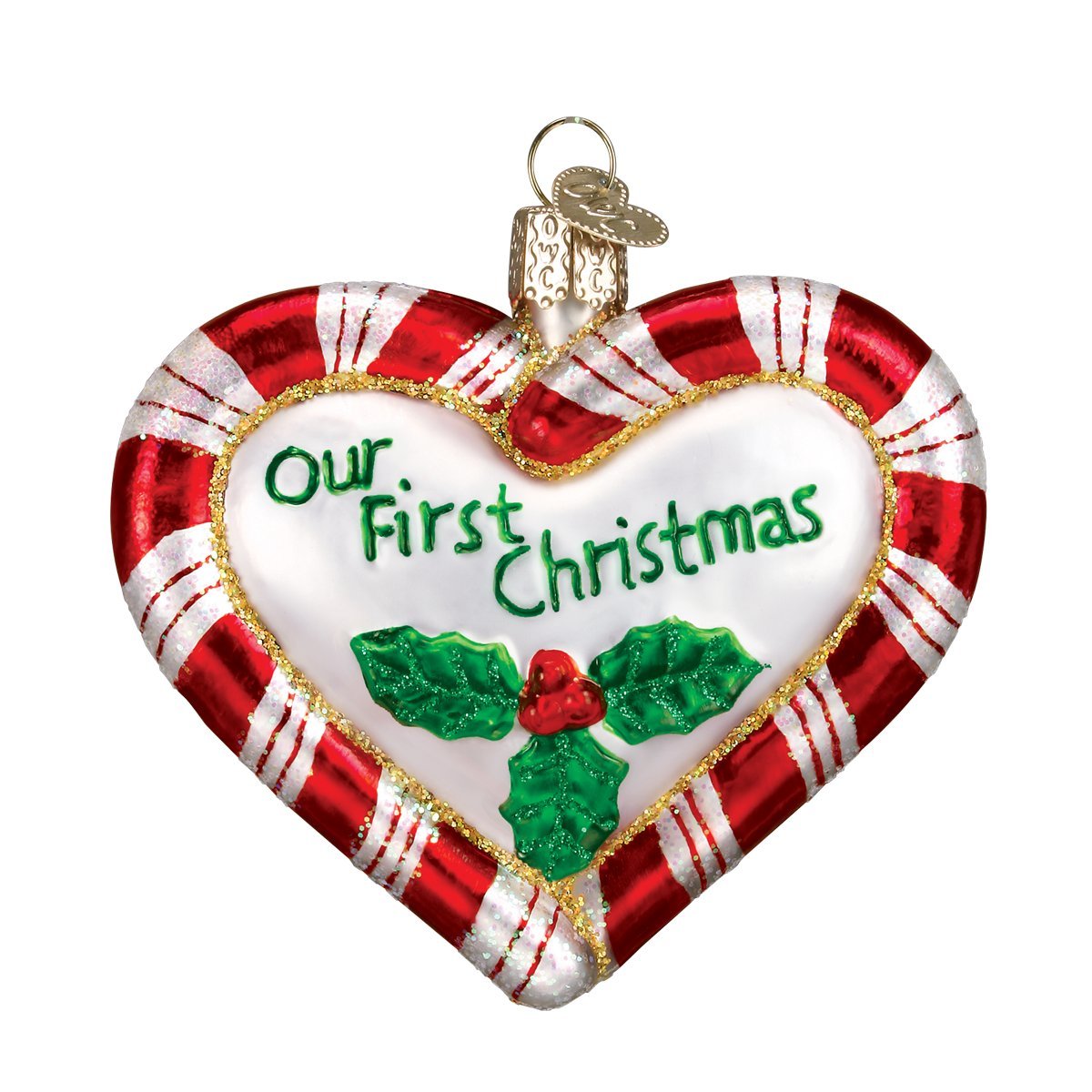 Our First Christmas Peppermint Heart Glass Ornament - Tampa Home & Garden Store