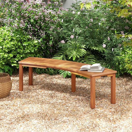 Outdoor 2-Person Backless Wooden Garden Bench with Modern Arch Design - Tampa Home & Garden Store