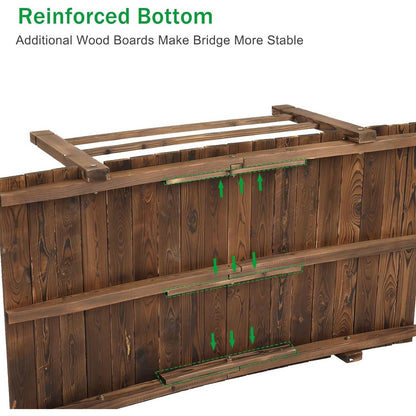 Outdoor 4-ft Wooden Garden Bridge in Rustic Brown Wood Finish - Tampa Home & Garden Store
