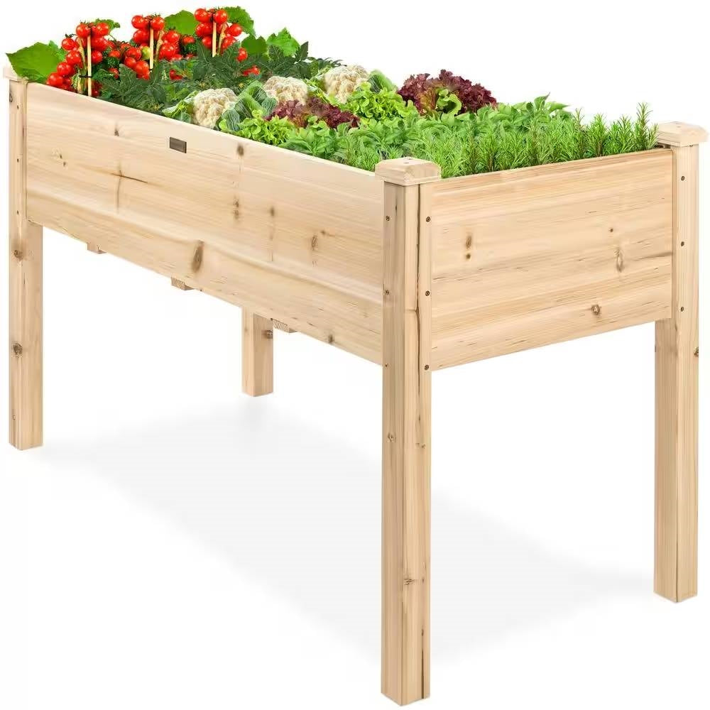 Outdoor 4-ft x 2-ft Fir Wood Raised Garden Bed Planter Box - Tampa Home & Garden Store