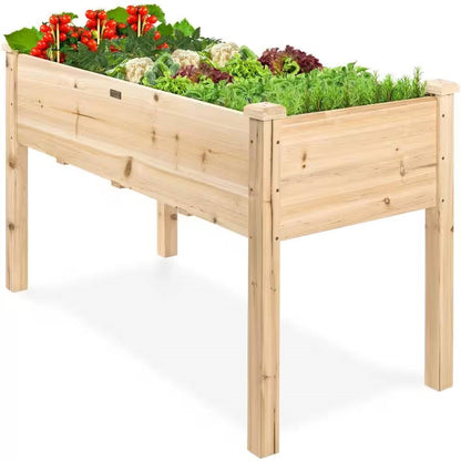 Outdoor 4-ft x 2-ft Fir Wood Raised Garden Bed Planter Box - Tampa Home & Garden Store