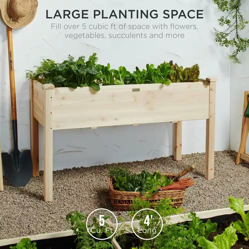 Outdoor 4-ft x 2-ft Fir Wood Raised Garden Bed Planter Box - Tampa Home & Garden Store