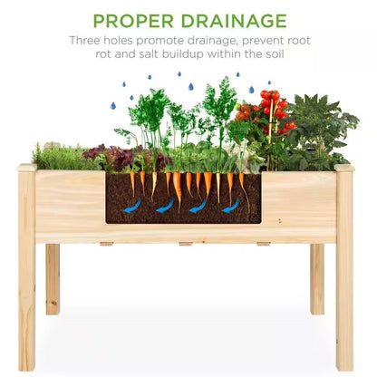 Outdoor 4-ft x 2-ft Fir Wood Raised Garden Bed Planter Box - Tampa Home & Garden Store