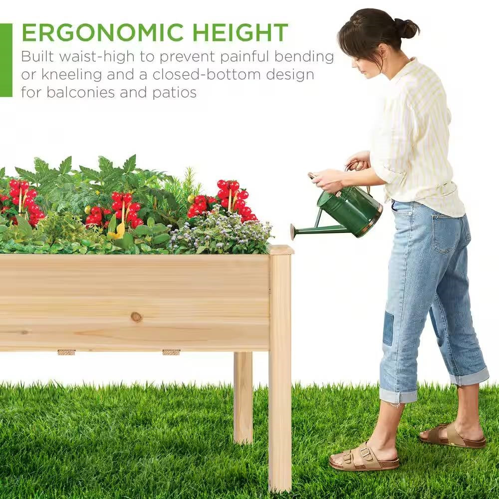 Outdoor 4-ft x 2-ft Fir Wood Raised Garden Bed Planter Box - Tampa Home & Garden Store