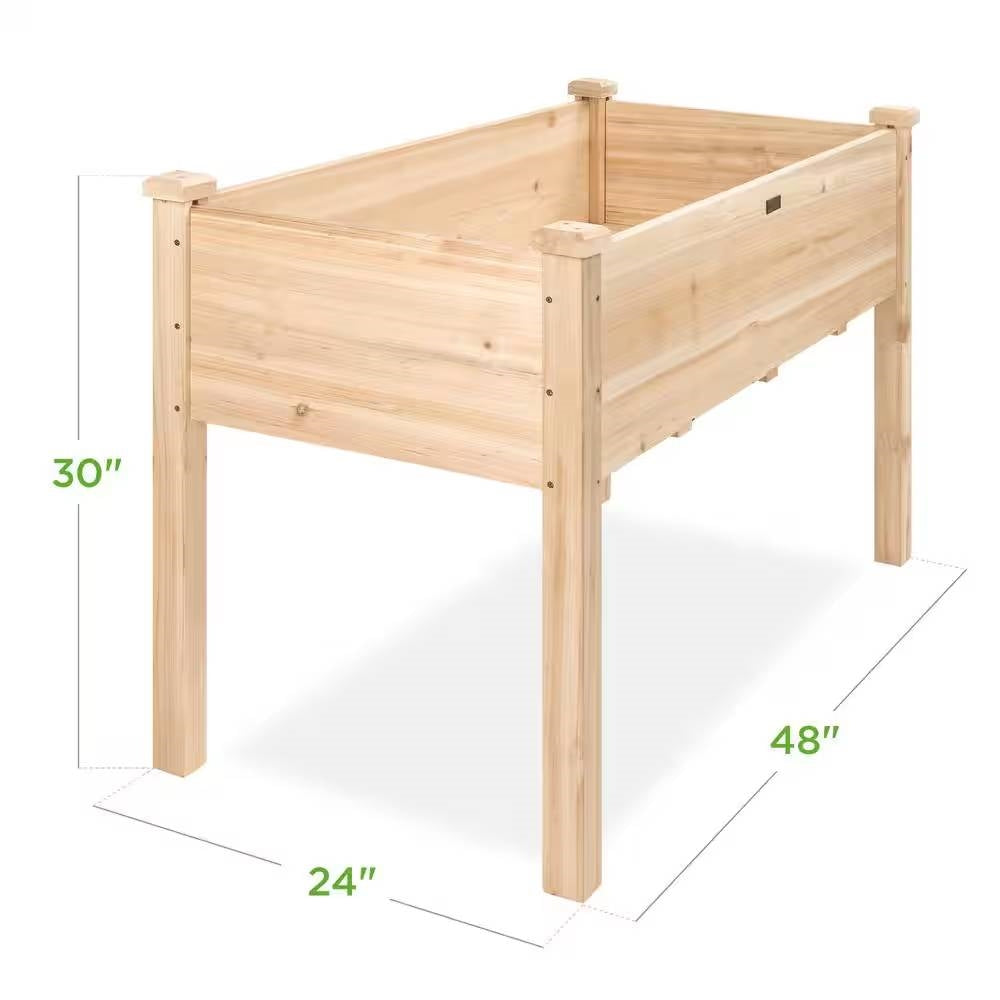 Outdoor 4-ft x 2-ft Fir Wood Raised Garden Bed Planter Box - Tampa Home & Garden Store