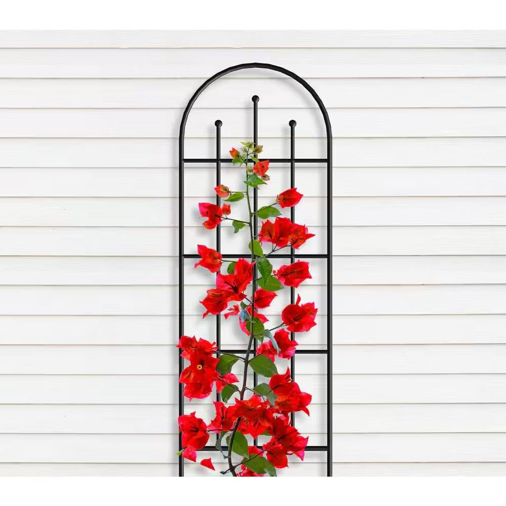 Outdoor 80-inch Tall Garden Trellis in Black Powder Coated Steel Finish - Tampa Home & Garden Store