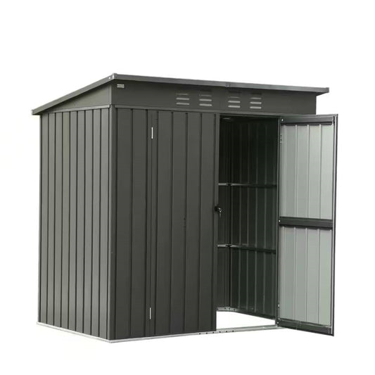Outdoor Black Galvanized Steel Metal Storage Shed - 6ft. x 4 ft. - Tampa Home & Garden Store