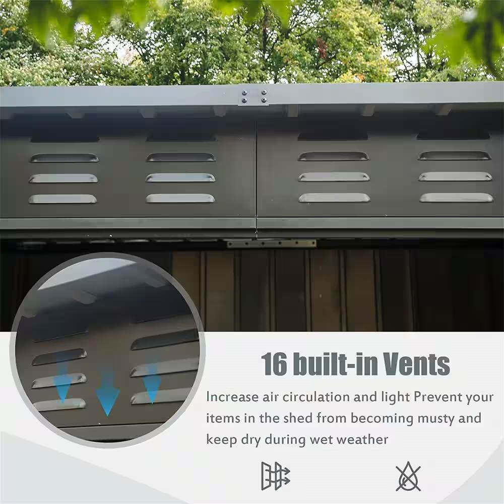 Outdoor Black Galvanized Steel Metal Storage Shed - 6ft. x 4 ft. - Tampa Home & Garden Store