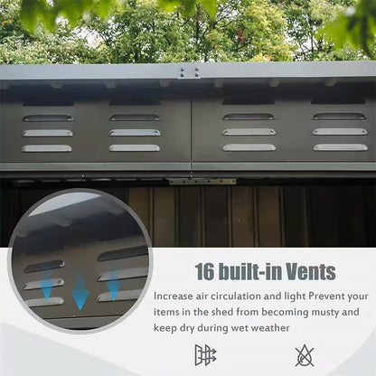 Outdoor Black Galvanized Steel Metal Storage Shed - 6ft. x 4 ft. - Tampa Home & Garden Store