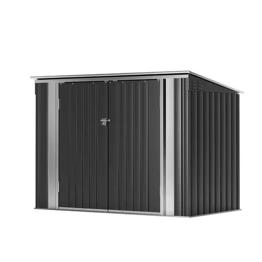 Outdoor Black Galvanized Steel Trash Can Storage Shed - Holds 2 Garbage Bins - Tampa Home & Garden Store