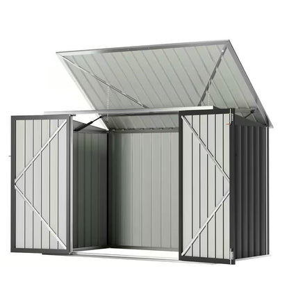 Outdoor Black Galvanized Steel Trash Can Storage Shed - Holds 2 Garbage Bins - Tampa Home & Garden Store