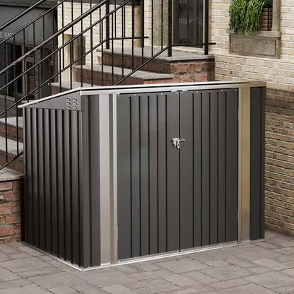 Outdoor Black Galvanized Steel Trash Can Storage Shed - Holds 2 Garbage Bins - Tampa Home & Garden Store