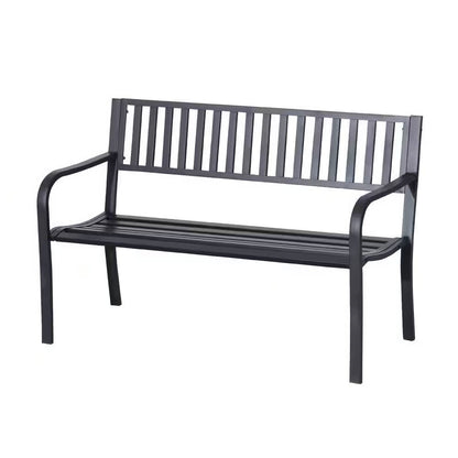 Outdoor Black Metal Garden Bench with 550 lb Max Weight Capacity - Tampa Home & Garden Store