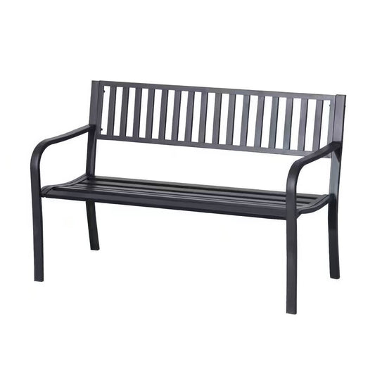 Outdoor Black Metal Garden Bench with 550 lb Max Weight Capacity - Tampa Home & Garden Store