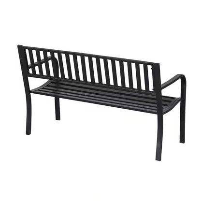 Outdoor Black Metal Garden Bench with 550 lb Max Weight Capacity - Tampa Home & Garden Store