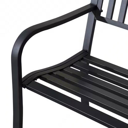 Outdoor Black Metal Garden Bench with 550 lb Max Weight Capacity - Tampa Home & Garden Store