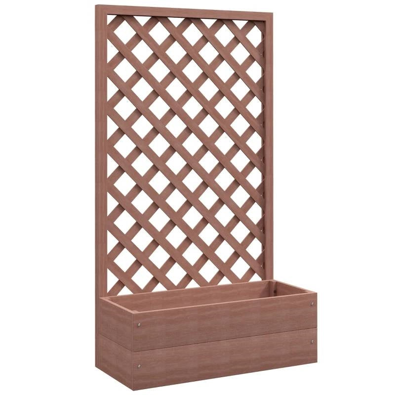 Outdoor Brown Wooden Raised Garden Bed Planter Box with Lattice Trellis - Tampa Home & Garden Store