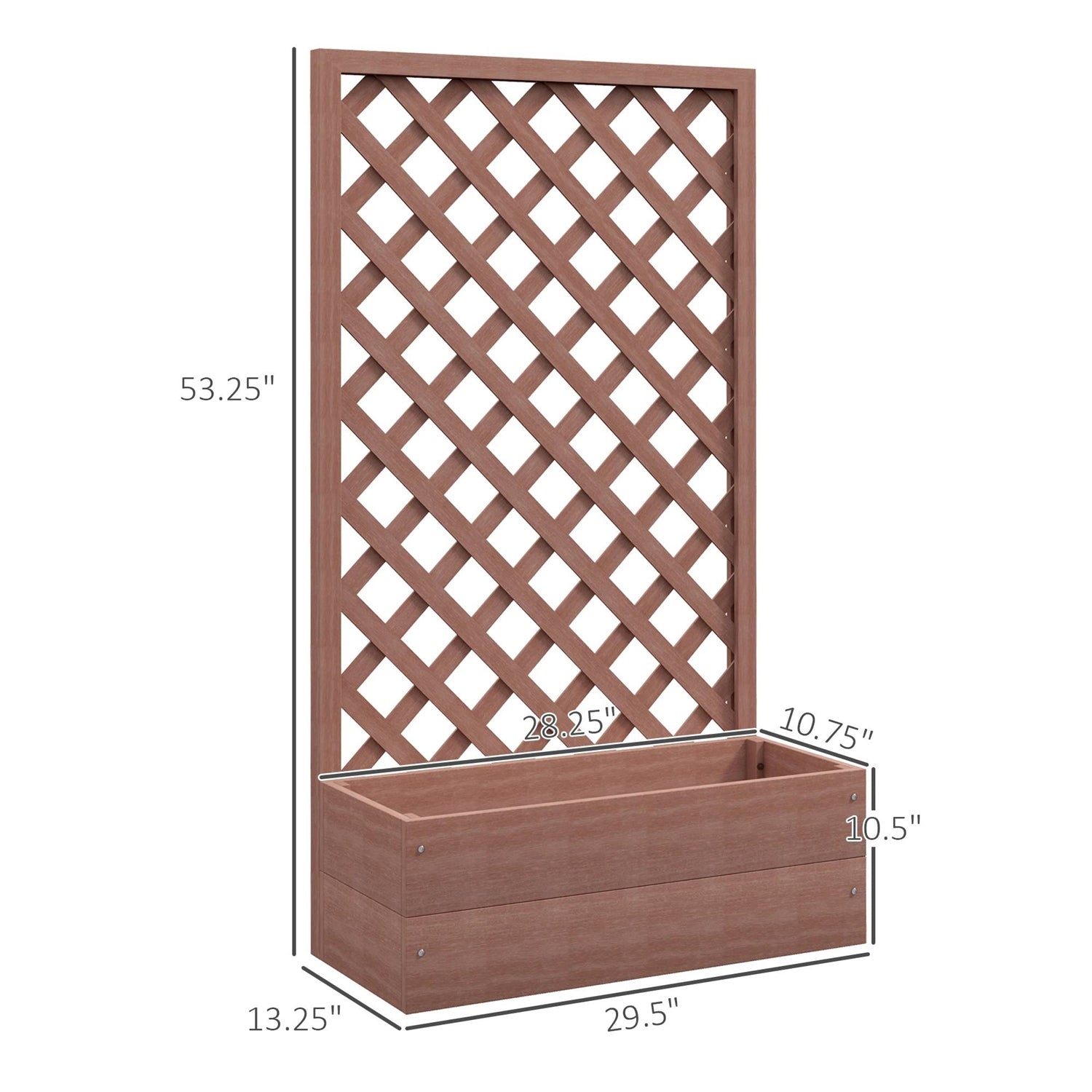 Outdoor Brown Wooden Raised Garden Bed Planter Box with Lattice Trellis - Tampa Home & Garden Store