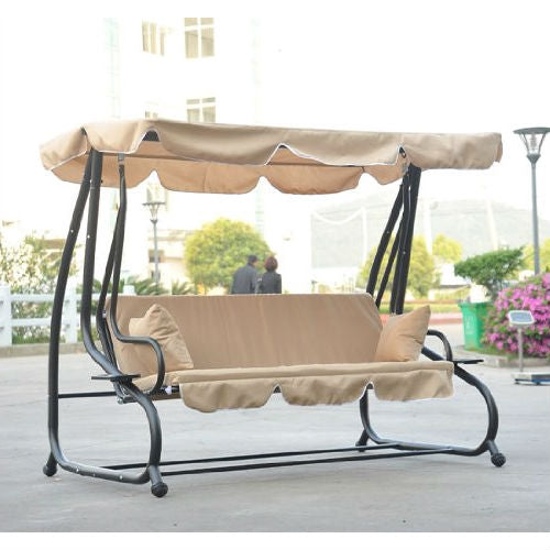 Outdoor Canopy Swing Patio Porch Shade Deck Bed in Sand - Tampa Home & Garden Store