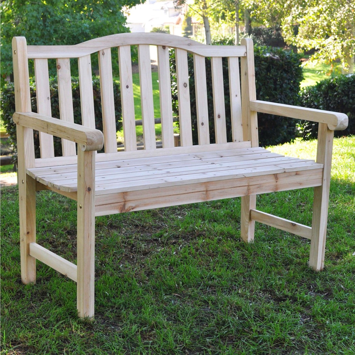 Outdoor Cedar Wood Garden Bench in Natural with 475lbs. Weight Limit - Tampa Home & Garden Store
