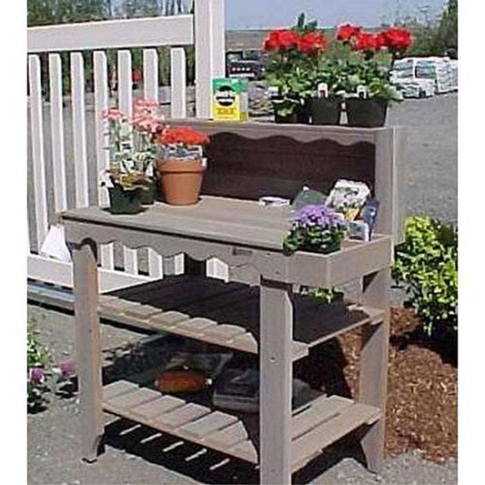 Outdoor Cedar Wood Potting Bench Bakers Rack Garden Storage Table in Green - Tampa Home & Garden Store