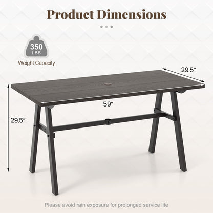 Outdoor Dining Tale for 6 with 1.93 Inch Umbrella Hole for Garden-Dark Brown - Tampa Home & Garden Store