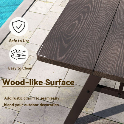 Outdoor Dining Tale for 6 with 1.93 Inch Umbrella Hole for Garden-Dark Brown - Tampa Home & Garden Store