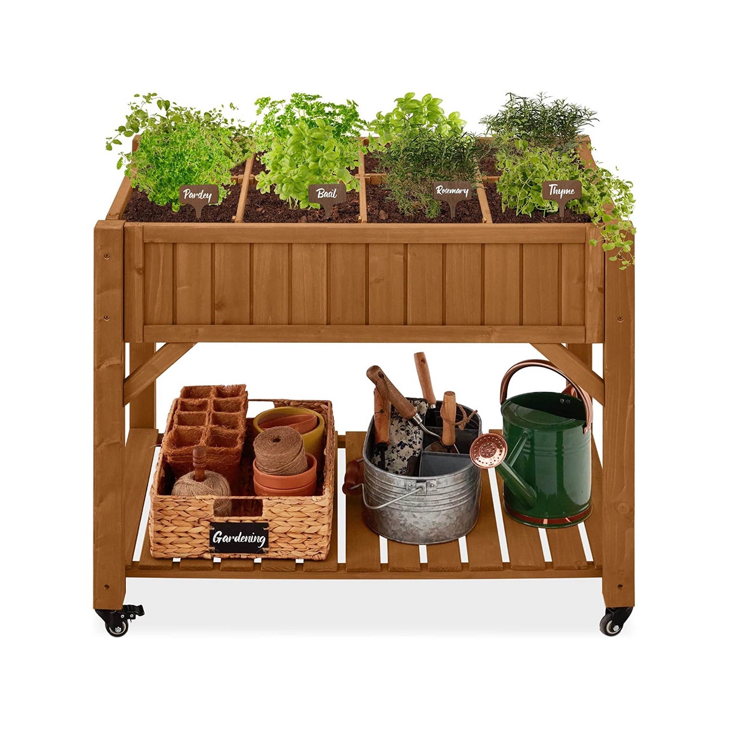 Outdoor Elevated Raised Garden Bed Planter Box with Locking Wheels - Tampa Home & Garden Store
