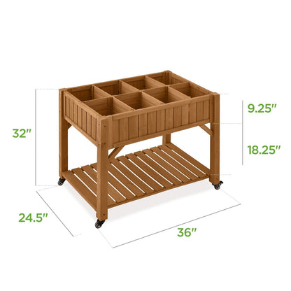 Outdoor Elevated Raised Garden Bed Planter Box with Locking Wheels - Tampa Home & Garden Store