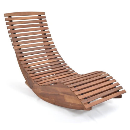 Outdoor Ergonomic Patio Wooden Rocking Chair Lounger - 360 lbs Max Weight - Tampa Home & Garden Store