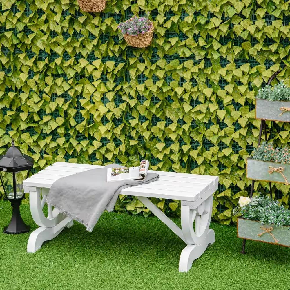 Outdoor Farmhouse Fir Wood 2-Person Garden Bench in White Finish - Tampa Home & Garden Store