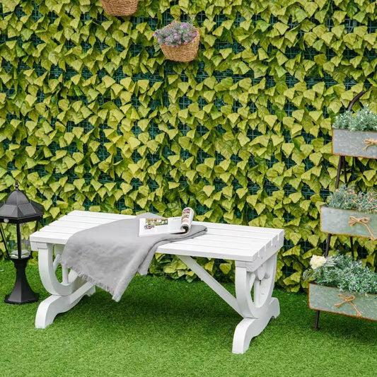 Outdoor Farmhouse Fir Wood 2-Person Garden Bench in White Finish - Tampa Home & Garden Store