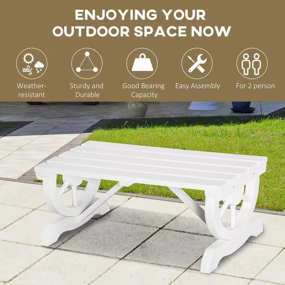 Outdoor Farmhouse Fir Wood 2-Person Garden Bench in White Finish - Tampa Home & Garden Store