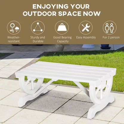Outdoor Farmhouse Fir Wood 2-Person Garden Bench in White Finish - Tampa Home & Garden Store