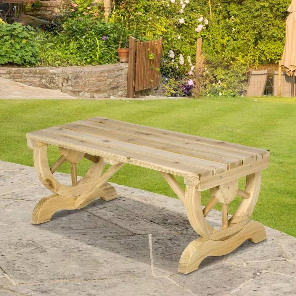 Outdoor Farmhouse Patio Backyard 2-Person Garden Bench in Natural Finish - Tampa Home & Garden Store