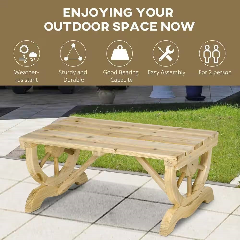 Outdoor Farmhouse Patio Backyard 2-Person Garden Bench in Natural Finish - Tampa Home & Garden Store