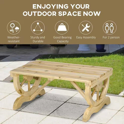 Outdoor Farmhouse Patio Backyard 2-Person Garden Bench in Natural Finish - Tampa Home & Garden Store